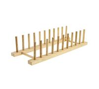 Vsorce4u 1 x 10 Plates Beech Wood Wooden Long Rack - Plates Cups Dish Stand Display Stand Holder Drainer Rack
