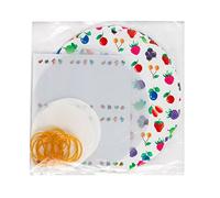 Vsorce4u 1 x 1lb Jar Fruit or Gingham Design Jam Pot Covers Set - For Jar Preserves Jam Chutney Pickle With Covers, Labels, Wax Discs, Transparent Discs & Elastic Bands