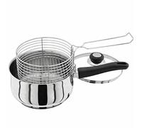 Vsorce4u 1 x 20cm 3pcs Deep Fryer Set Stainless Steel Deep Induction Fryer Pot Chip Pan Pot, Lid & Basket