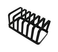 Vsorce4u 1 x 6 Slot Slice Loaf Bread Toast Rack - Black Flat Iron Metal Toast Holder Stand, Slices Serving Stand