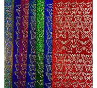 Vsorce4u 1 x Sheet Sparkly Butterfly Peel Off Sticker Sheet for Crafting Card Making Scrapbook Craft Invitations (Gold)