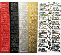 Vsorce4u 1 x Sheet Super Shiny Happy Birthday Peel Off Sticker Sheet for Crafting Card Making Scrapbook Craft Invitations (Red)