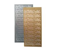 Vsorce4u 2 x Gold & Silver Sheets - Just for You with Hearts Peel Off Sticker Sheet for Crafting, Card Making, Scrapbooking and Art & Craft
