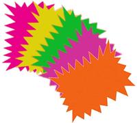 Vsorce4u 60pcs x 10cm x 7.5cm Neon Stars Flashes Cards Star Shaped Price Tags Labels Name Tags Fluorescent Flashes Card for Home School Office