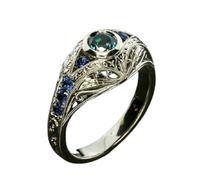Vsoruln Colorful Glass Drill Vintage Rings for Women Hand Carved Hollow Out Statement Rings for Women,CZ Classical Full Diamond Ring Eternity Engagement Wedding Band Ring for Women (6)