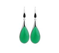 Vsoruln Crystal Dangle Earrings - Simulated Gemstone Crystal Earrings for Women - Rhodium Plated Drop Earrings with Simulated Garnet Red Emerald Garnet Elegant Hook Earrings