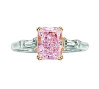 Vsoruln Fashion Personality Simulation Square Diamond Ring Perfect Cut 2 Carat Rose Gemstone Ring Brilliant CZ Rings Cubic Zirconia Promise Engagement