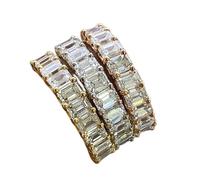 Vsoruln Full Brilliant Diamond Cubic Zirconia Ring Set Stackable Rings (Set of 3) Cubic Zirconia Rings Multi Line Diamond Engagement Ring Eternity Wedding Band for Women, 9, Copper