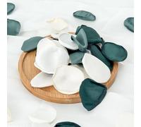 Vsosfiza 200 Pcs Silk Rose Petals, Forest Green Dark Green Cream White Artificial Greenery for Woodland Wedding, Table Scatter, Bridal Shower, Boho Home Decor