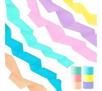 Vsosfiza Pastel Crepe Paper Streamers, Party Streamers for Birthday Party,Graduation,Wedding Decorations,Light Pink, Purple, Yellow, Peach, Green, Blue, 6 Rolls（82 Feet Long x 1.77 Inch）