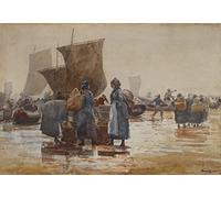 VsoxA Famous Illustration Wall Art Poster Artwork Fisherfolk on the Beach At Cullercoats By Winslow Homer for Home Decor 60x90cm