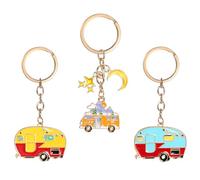 Vspek 3Pcs Camper Keychain Set,Keyring Compatible with RV Camper Key Pendant Keychain Personalized Key Chain Couple Camping Gifts for Valentine's Day,Birthday,Christmas and Anniversary,for Men Women