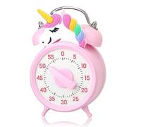 Vspek 55-Minute Countdown Timer, Classroom Visual Timer for Kids and Adults, Durable Mechanical Kitchen Timer Clock -NO BATTERIES REQUIRED- Timer in the shape of Alarm Clock (Unicorn）