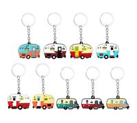 Vspek 9Pcs Camper Keychain Set,Keyring Compatible with RV Camper Key Pendant Keychain Personalized Key Chain Couple Camping Gifts for Valentine's Day,Birthday,Christmas and Anniversary,for Men Women