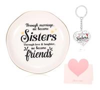 Vspek Ceramic Jewelry Tray Birthday Gifts for Sister, sister-in-law Friendship Gifts Trinket Dish with Keychain, To My Sister Ring Tray for Earrings Necklaces Bracelet Watch Keys, Birthday Gift