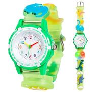 Vspek Dinosaur Watch for Boys, Kids Watch with 3D Dinosaur Silicone Strap, Waterproof Analogue Watches, Multifunction Watches, Easy to Read, Learning Time for Ages 4-15, Birthday Gifts, Green