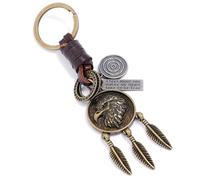 Vspek Eagle Keychain, Key Pendant Made of Leather and Metal, Personalized Keyring Key Chain Lucky Charm Gift for Valentine's Day, Birthday, Christmas and Anniversary, for Lovers, Husband, Boyfriend