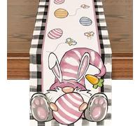 Vspek Easter Gnome Table Runner, Easter Table Decoration, Linen Material, Seasonal Xmas Winter Holiday Kitchen Dining Room Home Decor 13.8 x 70.8 Inch