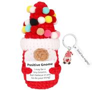 Vspek Emotional Support Crochet Gnome, Good Luck Gifts Positive Doll with keychain, Pocket Hug Gift for Women, Men, Friends, Co workers, Birthday Graduation Teacher, Cute Desk Decor for Home Office