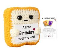 Vspek Funny Positive Crochet Toast, Pocket Hug, Birthday Gift for Her, Him, Friend, Coworker, Handmade, Emotion Support Crochet Doll with Card, Home Office Desk Decor