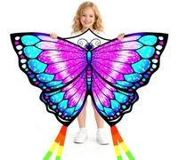 Vspek Large Butterfly Kite, Cartoon Kites for Kids Ages 4-8 Easy to Fly, Adults Single Line Beginner Kites with Kite String, Long Tail, Outdoor Games Park Activities, Birthday Gift, Blue Purple