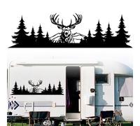 Vspek Mountain Forest Stags Head Car Decals, Waterproof Car Stickers, Vinyl Sticker for Campervan Camper Caravan Motorhome RV Truck, Deer Black Auto Stickers Body Side Door Trunk Decoration, 100x28CM