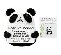 Vspek Pocket Hug Panda Positive Crochet Animals, Funny Handmade Knitted Panda Doll, Emotion Support Gift Birthday Encouragement Present for Family, Friends, Coworker, Bestie, Home Office Decor
