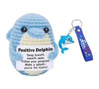 Vspek Positive Crochet Animals, Emotional Support Crochet Dolphins Doll, Graduation Gift, Positive Gifts, Dolphin Gifts for Women Men Friend Family Coworker Swimmer, Home Office Desk Decor Keepsake