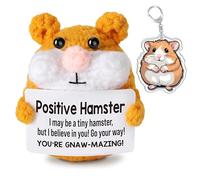 Vspek Positive Crochet Animals, Emotional Support Gift, Hamster Crochet Doll with Inspirational Card, Hamster Keyring, Birthday Gifts for Women, Friends, Coworker, Bestie, Home Office Décor