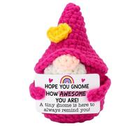 Vspek Positive Crochet Gmone, Handmade Knitted Gnomes Doll with Inspirational Card, Emotion Support Gift for Her, Him, Family, Friends, Bestie, Coworker, Home Office Desk Decor