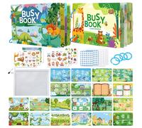 Vspek Reusable Sticker Book, 2 Pack Montessori Activity Book, Animal Stickers for Children, A5 Mesh Zipper Pouch, Plane Activities for Kids Travel Birthday Gift