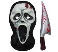 Vspek Scary Halloween Mask, Mesh Full Head Ghost Face Skull Mask with Inflatable Accessory, Scary Halloween Cosplay Party for Men, Women, Realistic, Breathable, Black