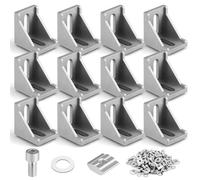 vsshe 12 Piece 3030 Series Aluminium Corner Bracket, Aluminum Angle Bracket, Heavy Duty, Weatherproof 3030 Aluminums Profile 90 Degree L Brackets Ideal for DIY Furniture Fixations Corner