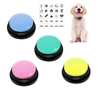 vsshe 4 PCS Dog Buttons Talk Training, Dog Buttons for Communication, 30 Seconds Recording, Pet Training Answer Buzzerr with Stickers, Voice Recording Button, Funny Gift for School Study Office Home