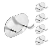 vsshe 5 PCS Double Self Adhesive Hooks, Double Prong Stainless Steel Hook, Door Hooks, Hanging up to 6KG, Stuck on Walls Doors Closets Bathrooms Kitchens, for Hang Towels, Clothes, Kitchen Utensils