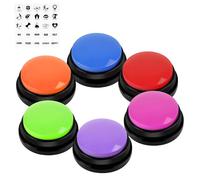 vsshe 6 PCS Dog Buttons Talk Training, Dog Buttons for Communication, 30 Seconds Recording, Pet Training Answer Buzzerr with Stickers, Voice Recording Button, Funny Gift for School Study Office Home
