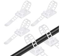 vsshe Adhesive Nylon Cable Zip Ties, 50Pcs Adjustable Reusable Cable Management Clips for Wires and Cords with Strong Adhesive Tape, Extra Screw & Hole for Strong Fixation Home Office DIY Garden White