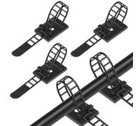 vsshe Adhesive Nylon Cable Zip Ties, 50Pcs Adjustable Reusable Cable Management Clips for Wires and Cords with Strong Adhesive Tape, Extra Screw & Hole for Strong Fixation Home Office DIY Garden Black