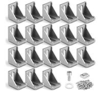 vsshe Aluminium Corner Bracket, 18 PCS 2020 Series Aluminum Angle Bracket, Heavy Duty, Weatherproof 2020 Aluminums Profile 90 Degree L Brackets Ideal for DIY Furniture Fixations Corner