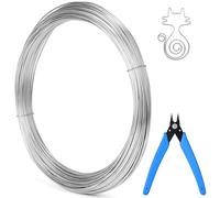 vsshe Aluminum Craft Wire 18 Gauge, 1mm 180 Feet, with Pliers, Bendable Metal Wire for Sculpting, Soft and Strong, Bike Modelling Skeleton Crafting Floral Making, Jewelry Making, Weaving and Wrapping