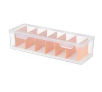 vsshe Cable Ties Management Box with Lid, Data Cable Ties Tidy with Adjustable 7 Compartments, Storage Organiser Small, Plastic Storage for Charger Organiser for Desk Wire Tidy Home Transparent