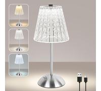 vsshe Cordless Touch Table Lamp, LED Rechargeable Desk Lamp, Bedside Reading Light, 3 Colors Dimmable Battery Operated Vintage Ambient Lamps for Bedroom Restaurant Kitchen Bar Home Decor