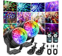 vsshe Disco Light, 2 Pack 360° Rotation Sound Activated Disco Ball Light with USB Power Cable, RGB Party Lights with Remote Control for Indoor Kids Birthday Family Home Gathering Dance Party Karaoke