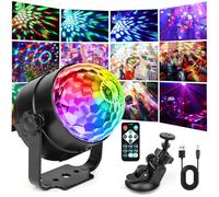 vsshe Disco Light, 360° Rotation Sound Activated Disco Ball Light with USB Power Cable, RGB Party Lights with Remote Control for Indoor Kids Birthday Family Home Gathering Dance Party Karaoke