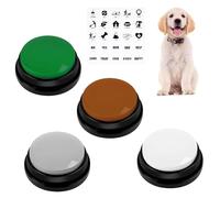 vsshe Dog Buttons Talk Training 4 PCS, Dog Buttons for Communication, 30 Seconds Recording, Pet Training Answer Buzzerr with Stickers, Voice Recording Button, Funny Gift for School Study Office Home