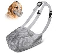 vsshe Dog Muzzle, Soft Adjustable Mesh Muzzles, Breathable Pet Mask Dog Training Muzzle, Prevent Eating Biting Chewing Dog Mouth Guard Cover for Small Medium Large Dogs (Grey, Medium)