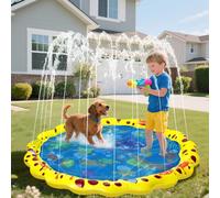 vsshe Dog Pool, Small Paddling Pool for Kids, Foldable Sprinkle and Splash Water Play Mat, Summer Outdoor Garden Water Toy for Baby Girls Boys Children or Pet Dog (Yellow Sea (100 cm/39.4 inches)