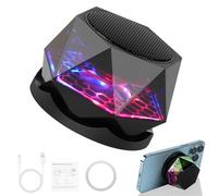 vsshe G300 Bluetooth Speaker, Ultra Small Portable Wireless Speaker with Magnetic Adsorption for Phones Metal Surfaces, with Multi-Color RGB Colorful Lights and Phone Holder, for Hiking and Outdoors