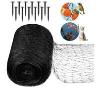 vsshe Garden Mesh Bird Netting, Black Gardening Net 4x12m, for Orchard Vegetable Garden Fish Pond Protection Net with Plastic Ground Nails and Cable Ties, Pond Netting Cover, Plant Nettings Protection