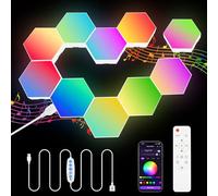vsshe Hex Wall Light, 10 Pack Smart Hexagon LED Lights, RGB Gaming Light Panel, with App and Remote Control, Geometry Night Lamp Sync to Music for Room Bar Decor Gaming Setup, Kids and Adults